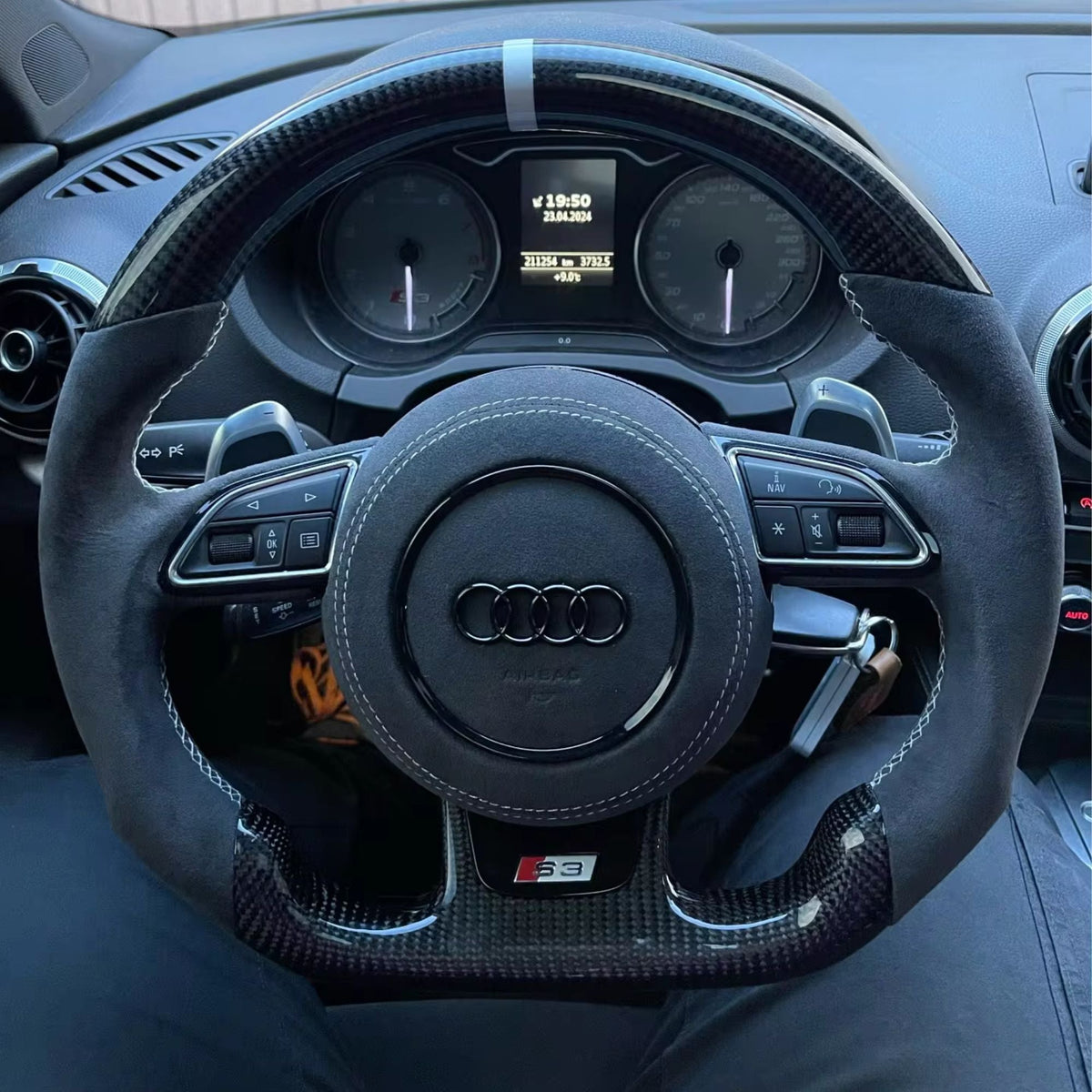 OPTIC Carbon Fibre Custom Steering Wheel For AUDI A3 S3 RS3 8V (2013-2016)