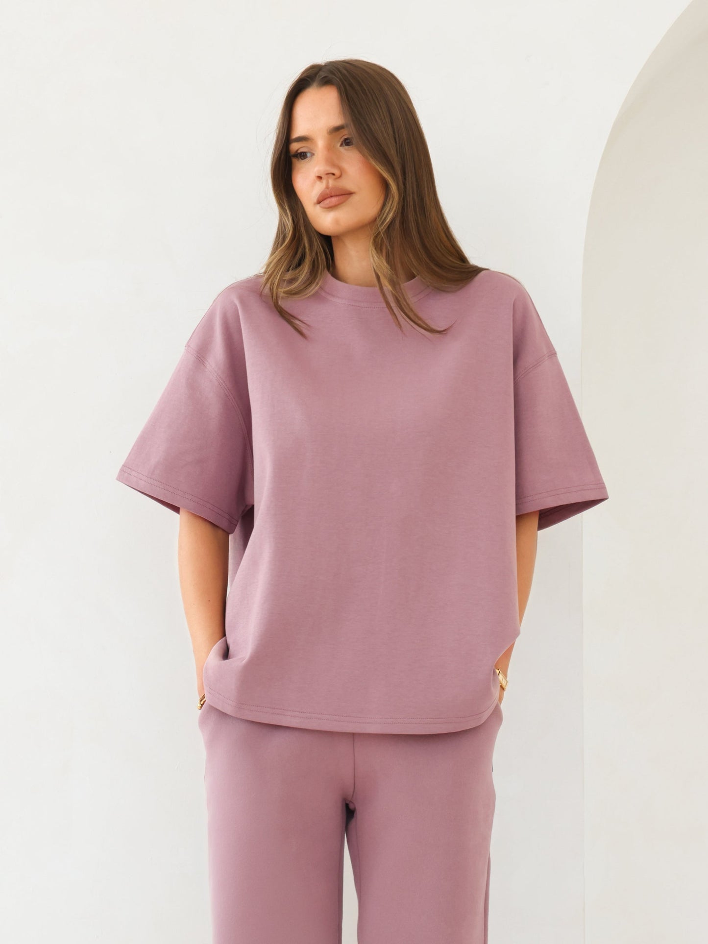 Basic Boxy Oversized T-Shirt - Dusty Pink