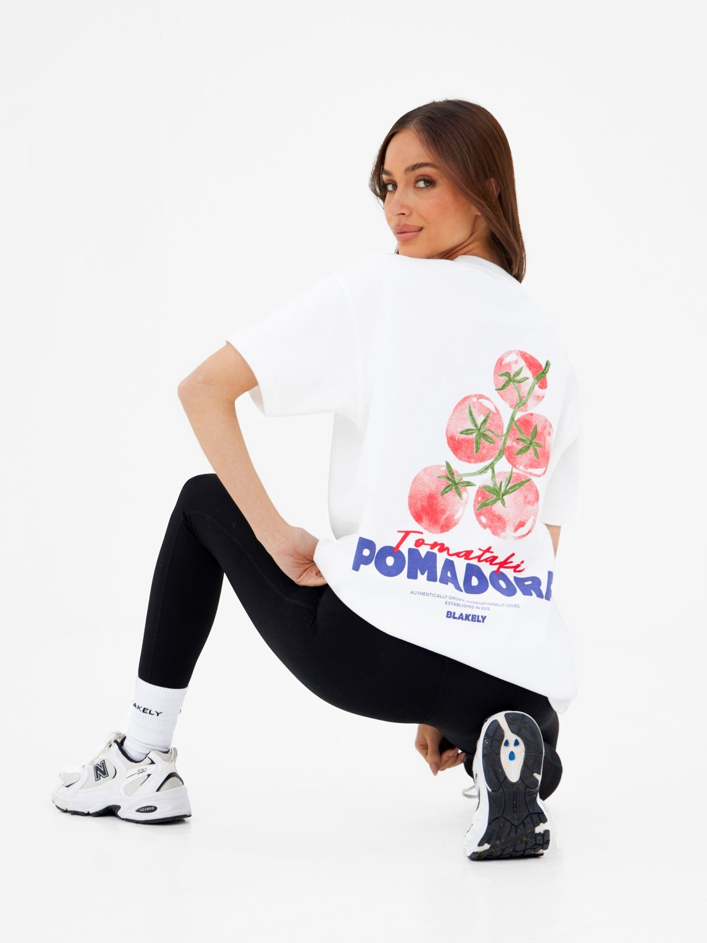 Tia Tomato Oversized T-Shirt - White