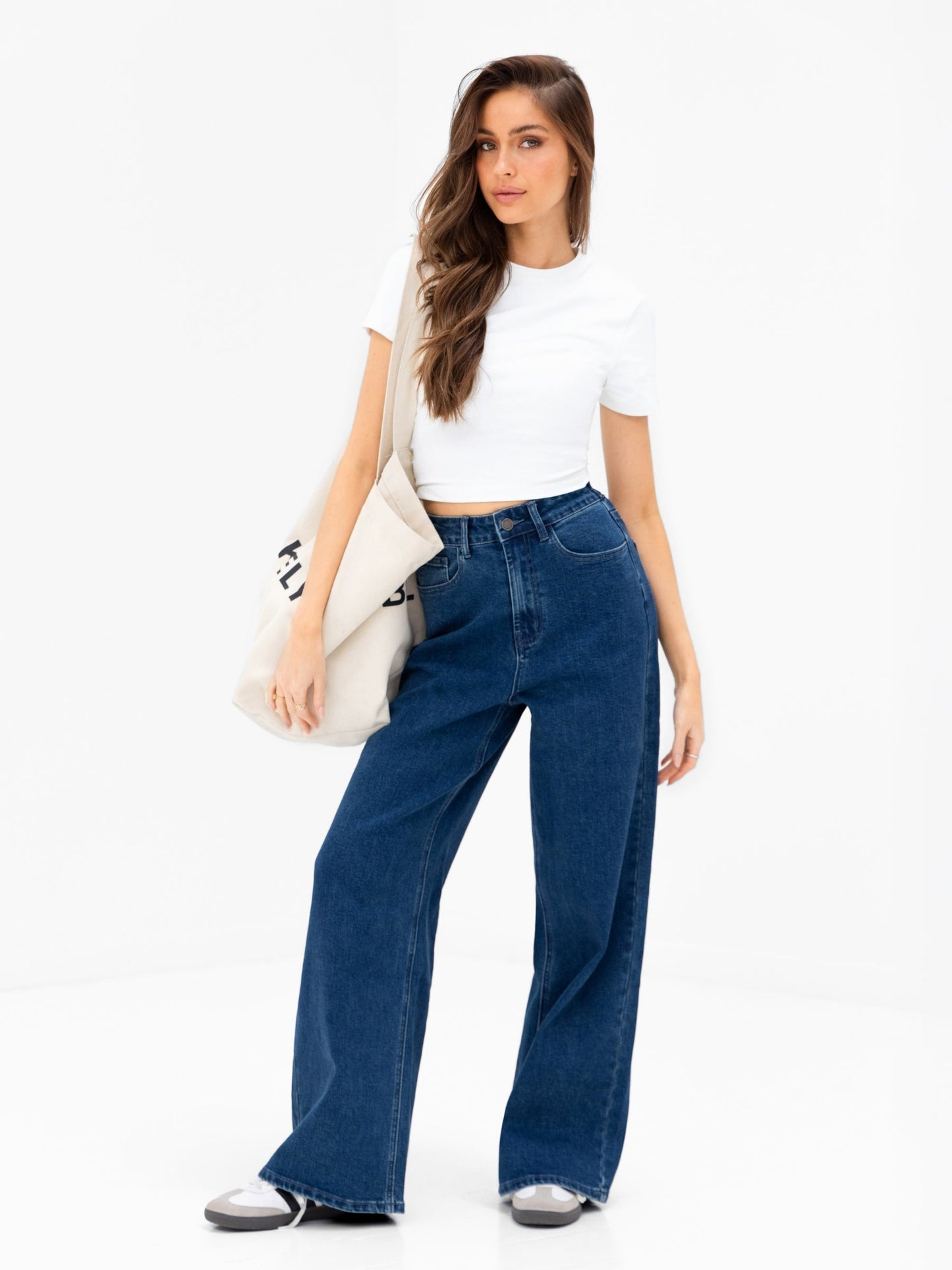 Wide Cut Jeans - Dark Blue Wash