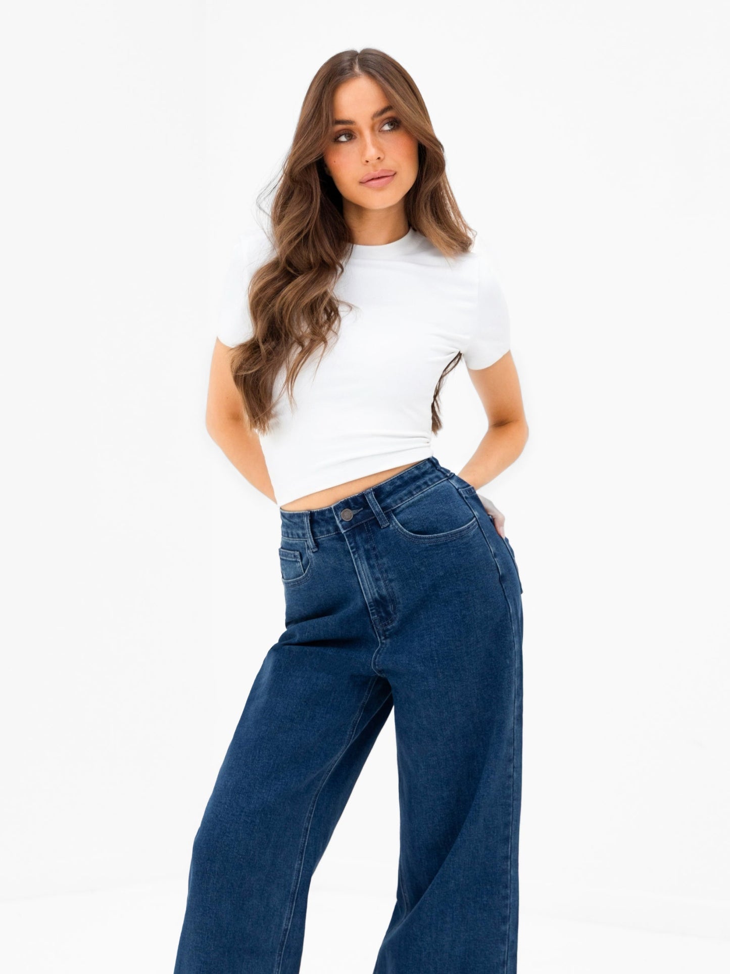 Wide Cut Jeans - Dark Blue Wash