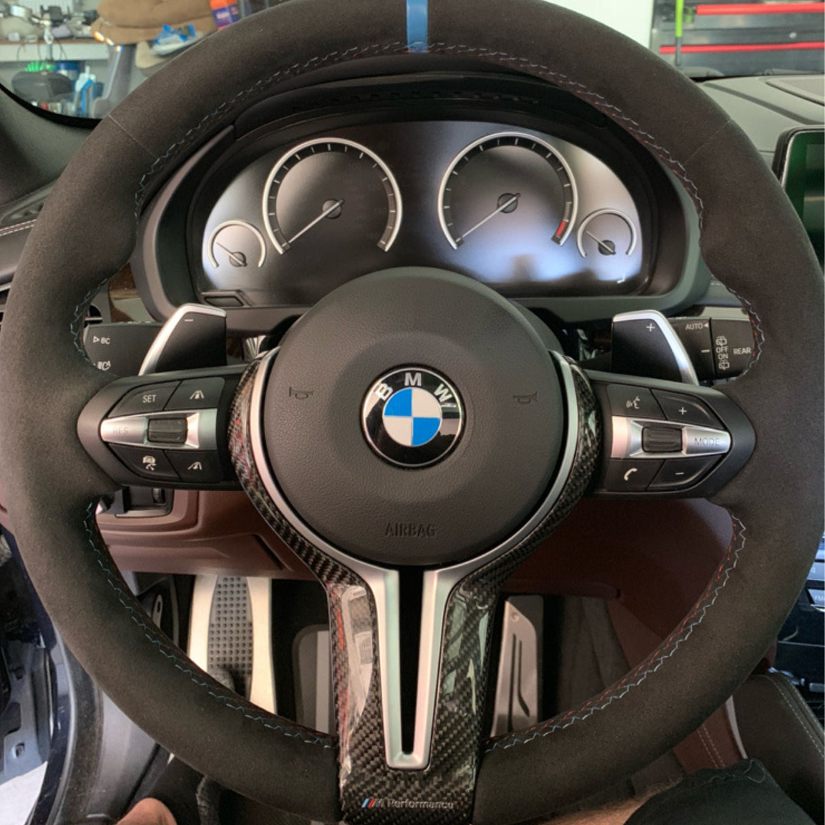 Carbon Fibre Steering Wheel Trim For BMW F Series M Sport Steering Wheel V2