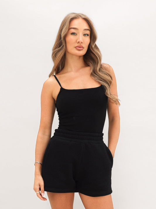 Basic Built-In-Bra Bodysuit - Black