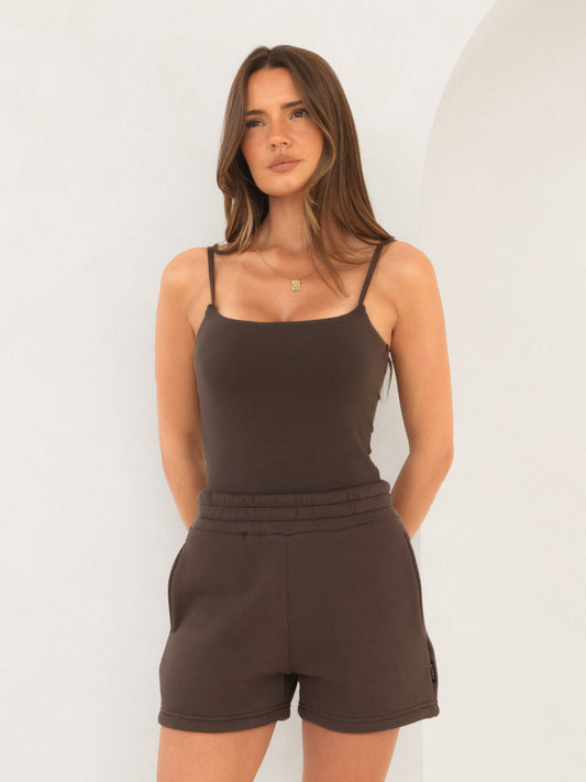 Basic Built-In-Bra Bodysuit - Cocoa Brown