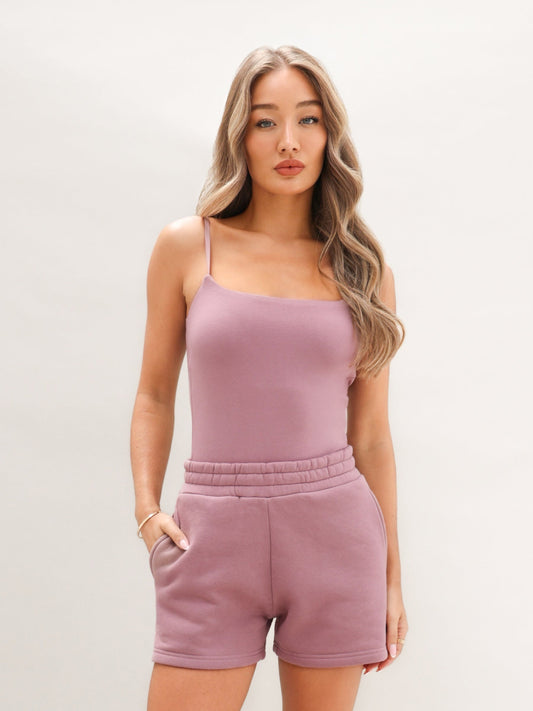 Basic Built-In-Bra Bodysuit - Dusty Pink