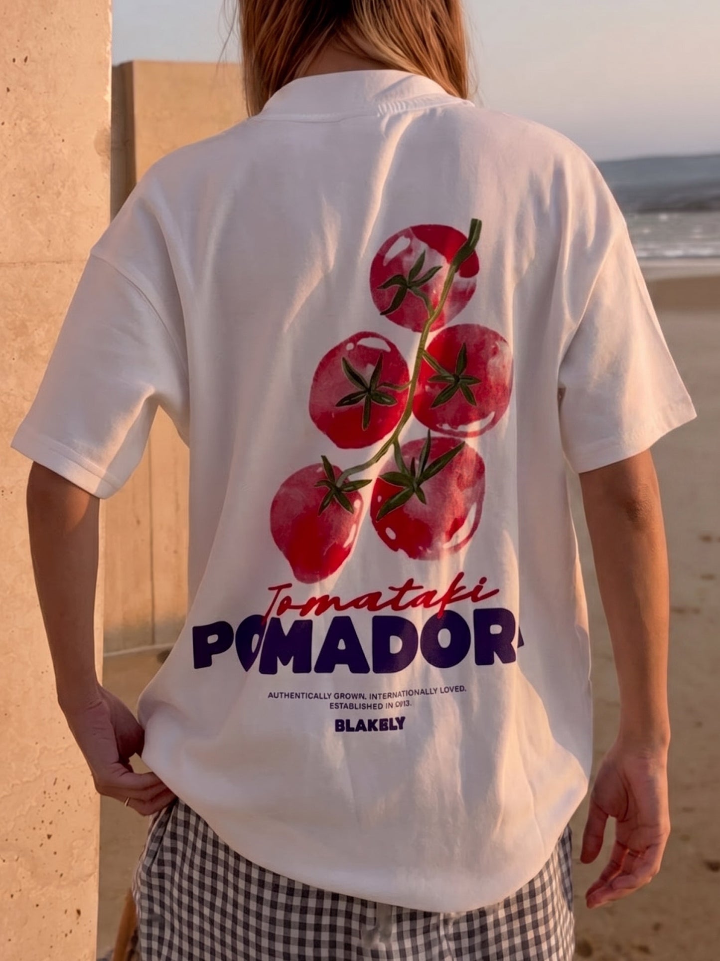 Tia Tomato Oversized T-Shirt - White