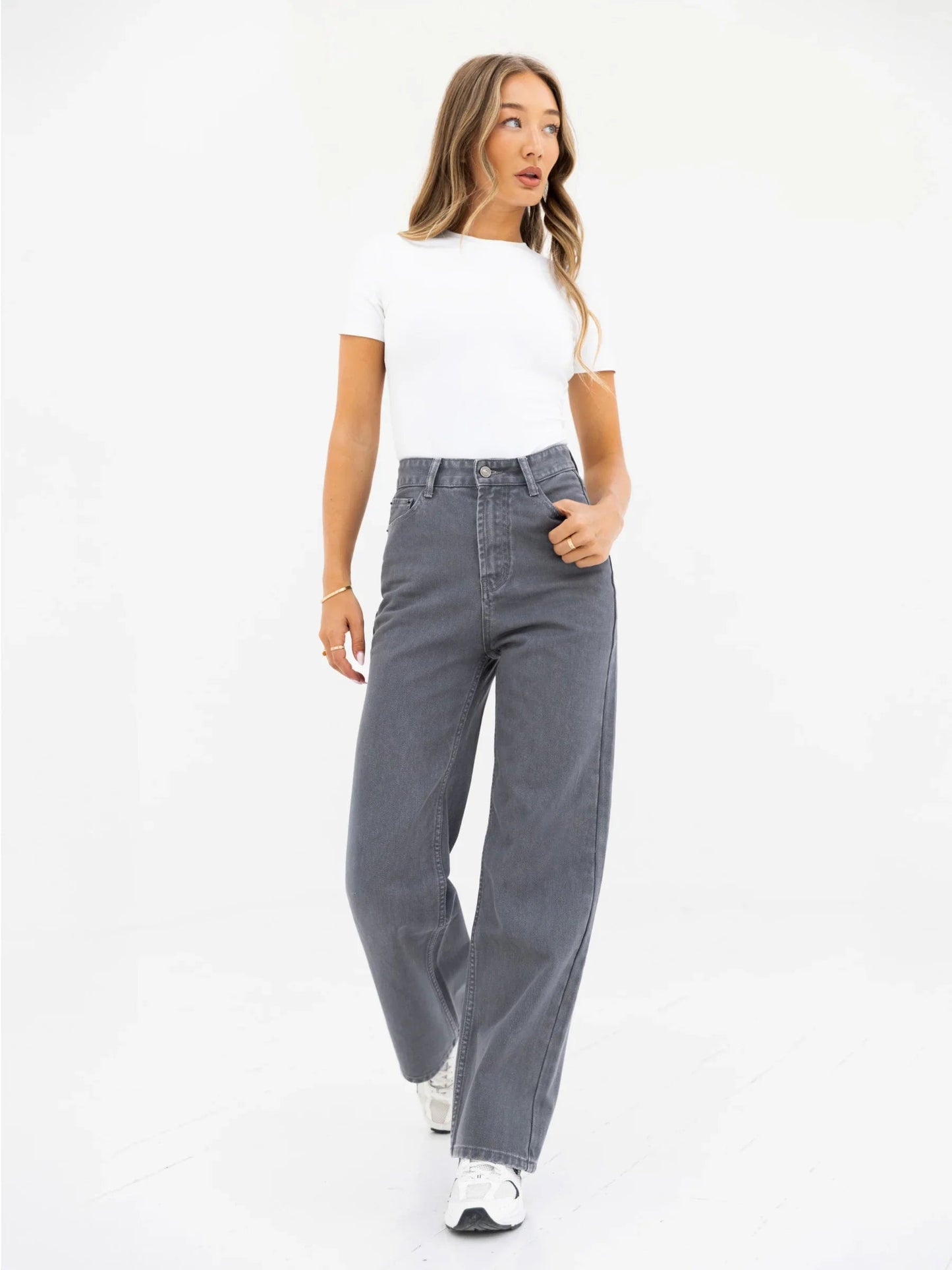 Wide Leg Jeans - Grey