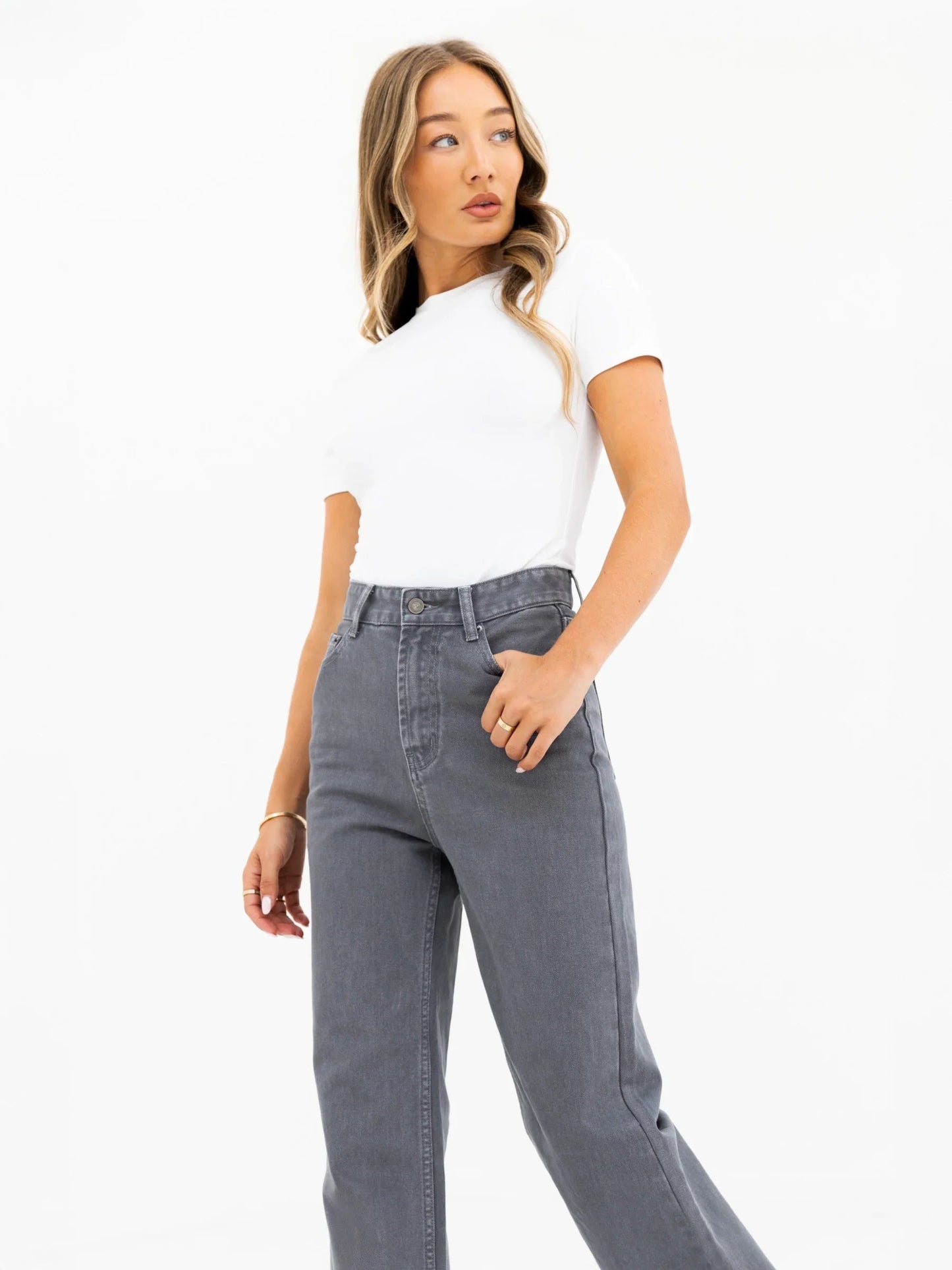 Wide Leg Jeans - Grey
