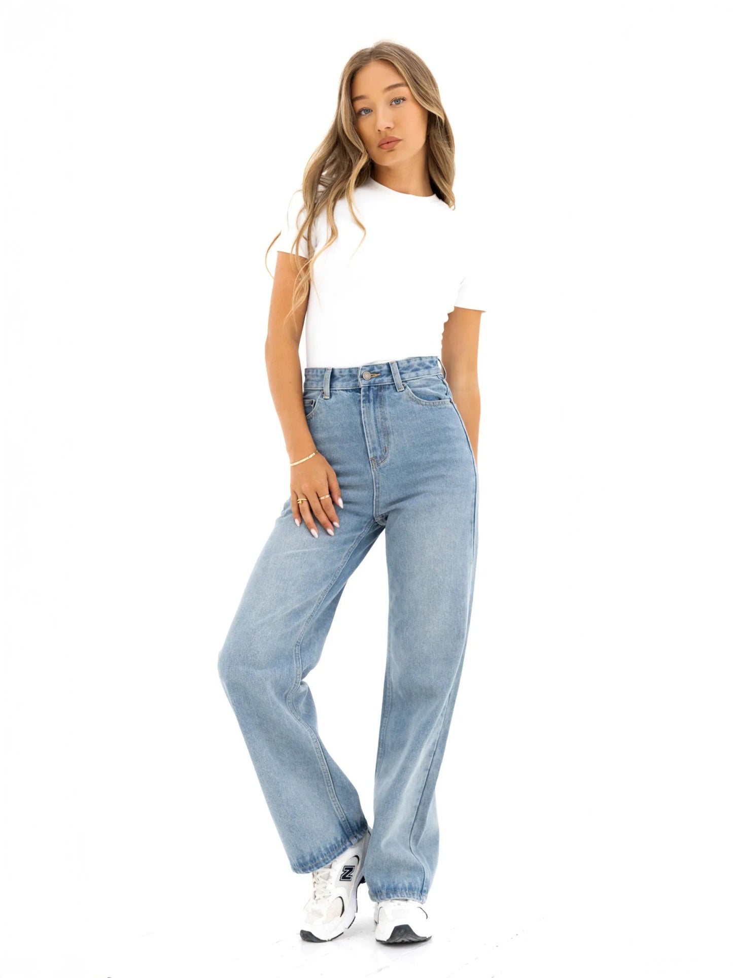 Wide Leg Jeans - Faded Blue
