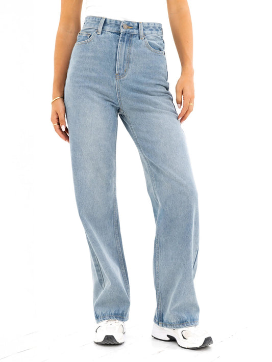 Wide Leg Jeans - Faded Blue