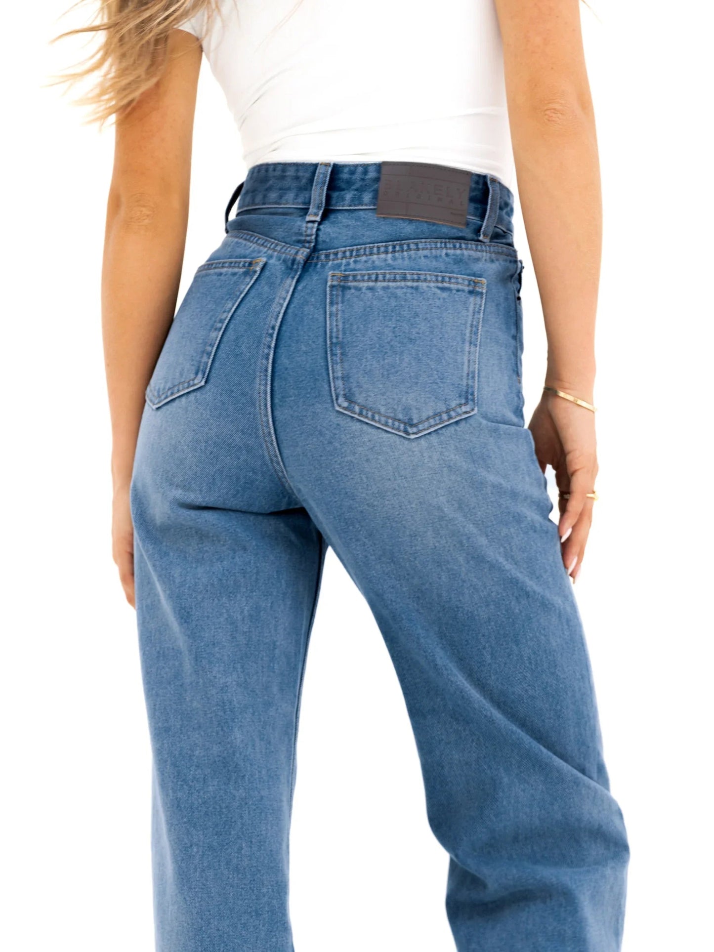 Wide Leg Jeans - Mid Blue