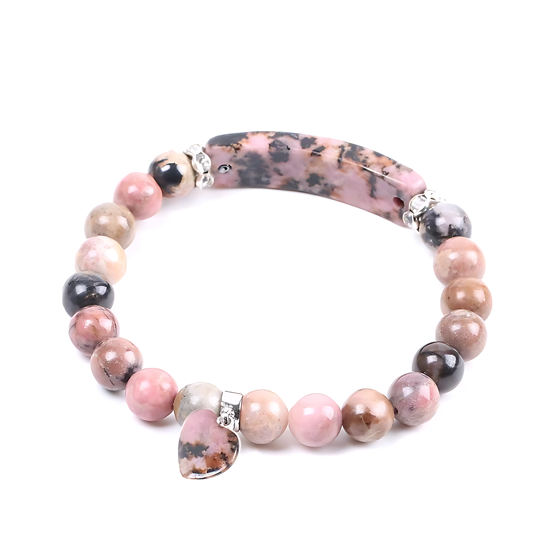 Rhodonite Heart Healing Beads Bracelet