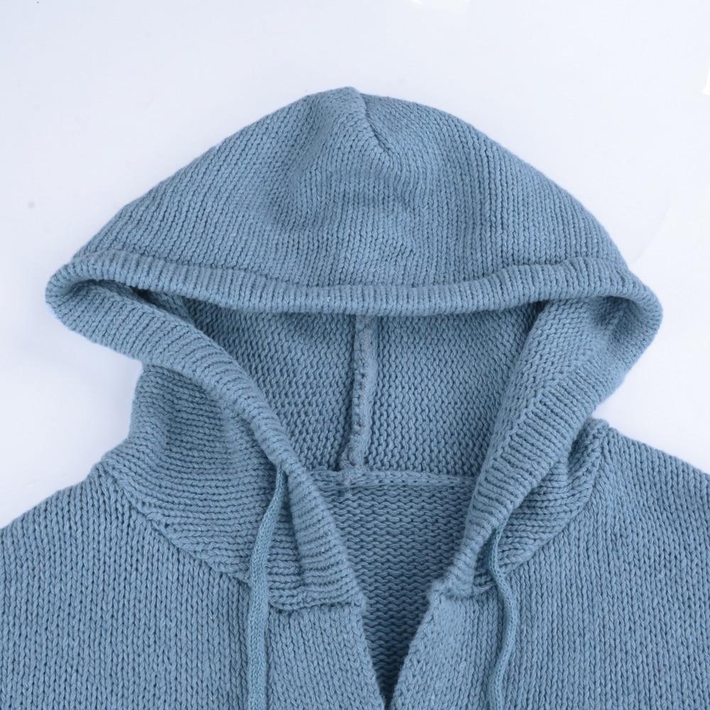 Button Down Hooded Knitted Cardigan