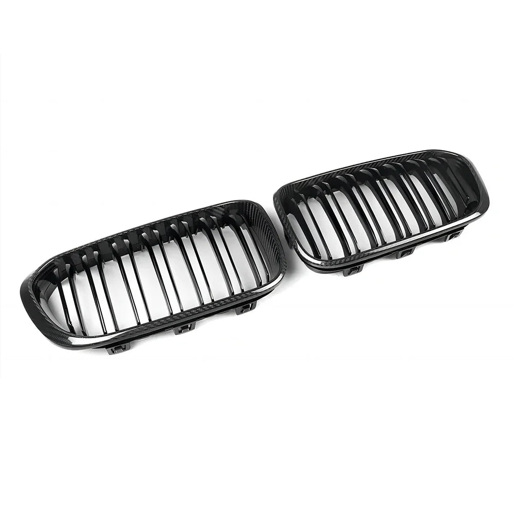 Carbon Fibre Double Slat Front Grills For BMW 1 Series LCI F20 F21 (2015-2019)