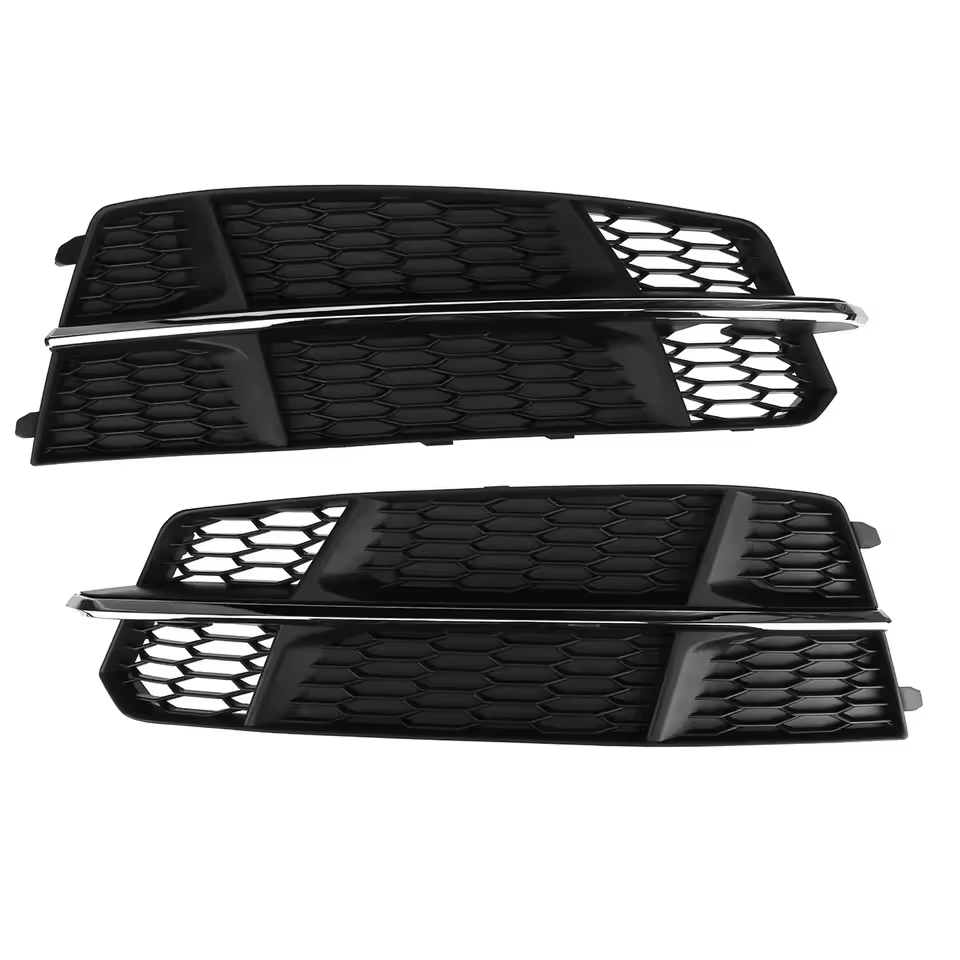 Audi A6 S-Line / S6 C7 Facelift Gloss Black Fog Light Grills (2016-2018)