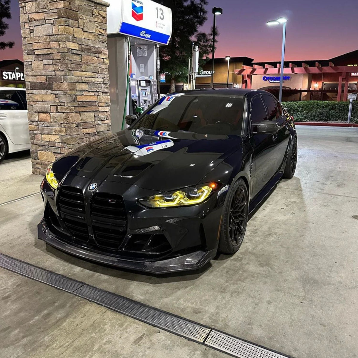 BMW M3 G80 G81 / M4 G82 G83 Pre-Preg Dry Carbon Fibre V Style Front Lip Splitter By OPTIC (2021+)