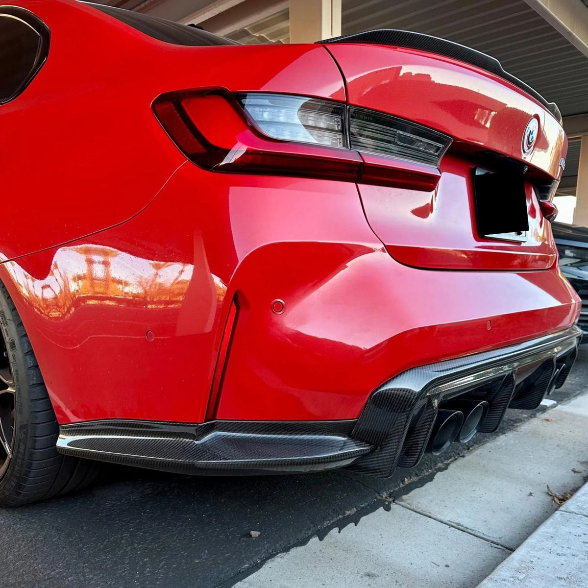 BMW M3 G80 G81 / M4 G82 G83 Pre-Preg Dry Carbon Fibre 3D Style Rear Diffuser By OPTIC (2021+)