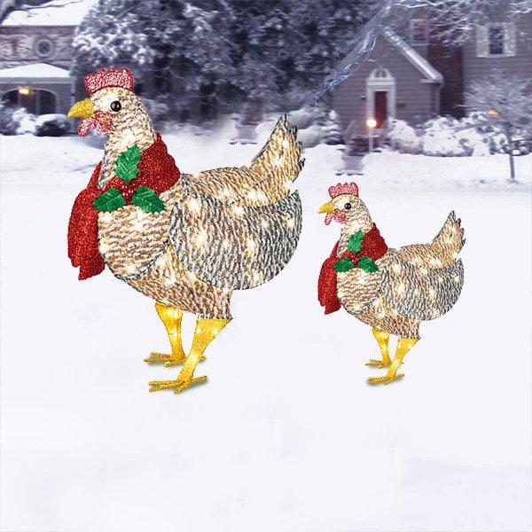 Illuminated Decorative Hen With Scarf