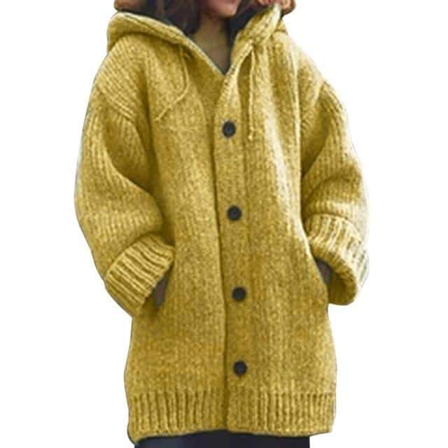 Button Down Hooded Knitted Cardigan