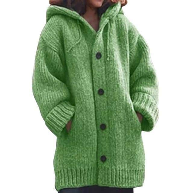 Button Down Hooded Knitted Cardigan